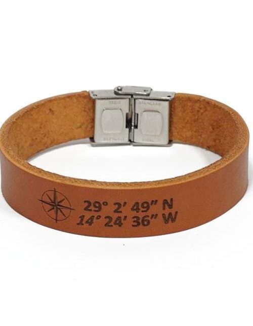 Bransoletka skórzana z grawerem- brązowa