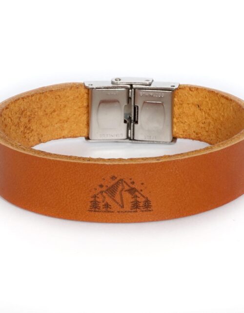 Bransoletka skórzana z grawerem - brązowa