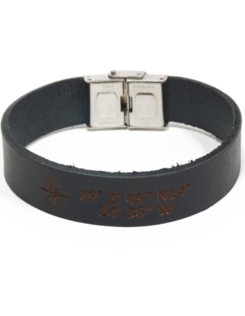 Bransoletka skórzana z grawerem Czarna 14 mm