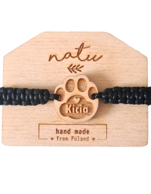 Sznurkowa Bransoletka Łapka Kota z imieniem