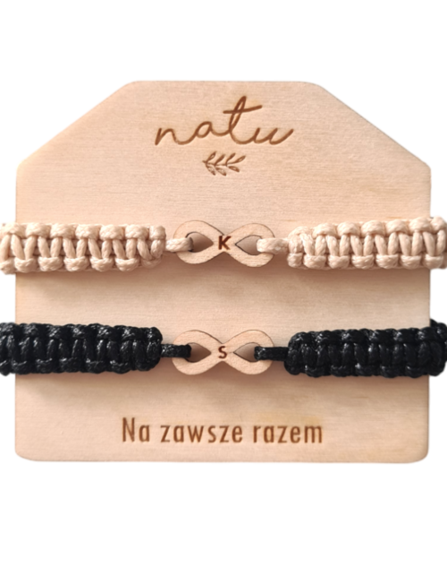Sznurkowe Bransoletki dla par Znak Nieskończoności