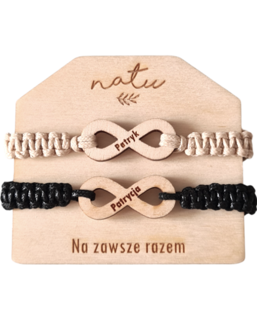 Bransoletki dla par ZNAK NIESKOŃCZONOŚCI Drewniane sznurkowe