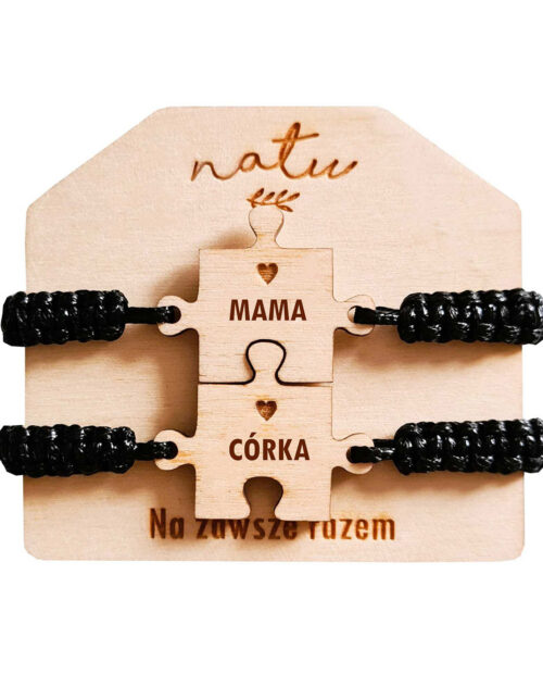 Bransoletki PUZZLE Mama i Córka drewniane sznurkowe