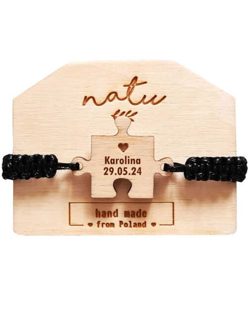 Sznurkowa Bransoletka PUZZEL grawer Drewniana