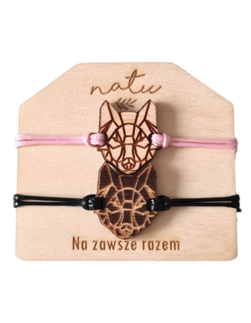 Bransoletki dla pary WILKI Drewniane Sznurkowe
