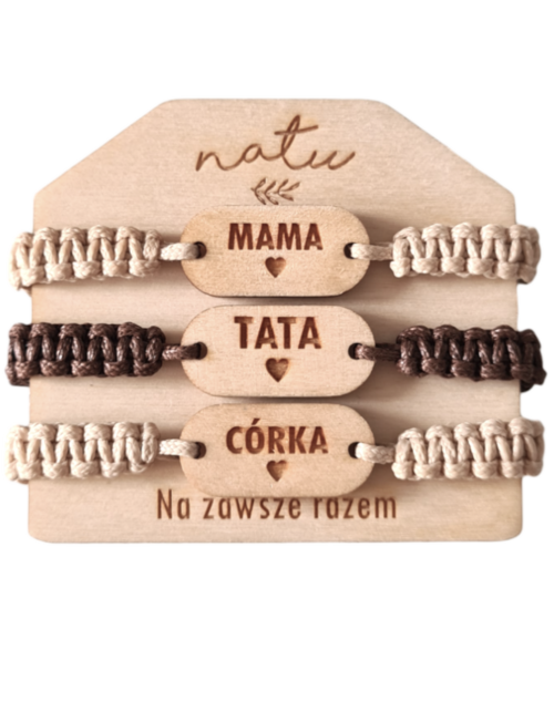 Zestaw bransoletek Rodzina Mama, Tata, Dziecko z grawerem