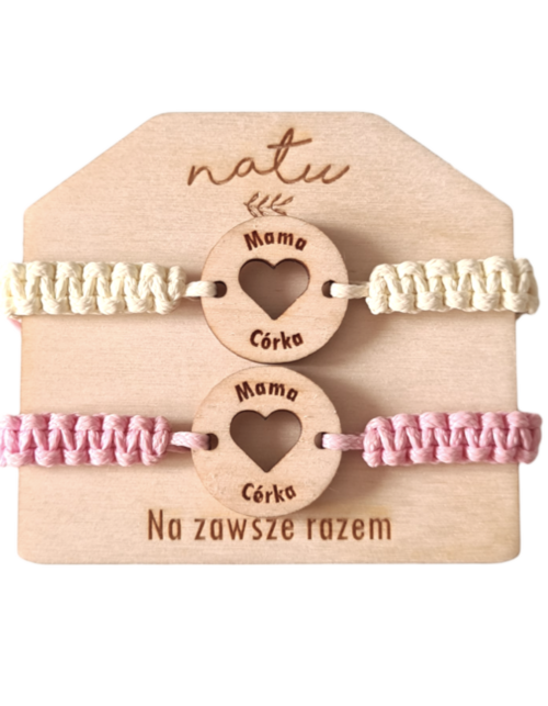 Bransoletki Mama i Córka Dzień Matki z grawerem
