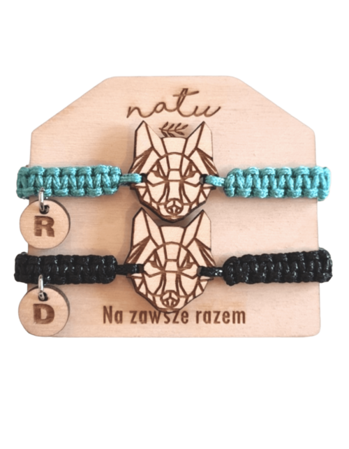 Bransoletki dla par WILKI z inicjałami