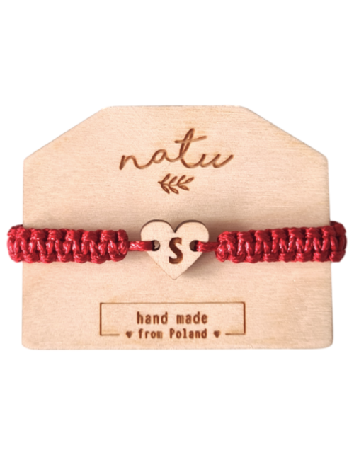 Sznurkowa Bransoletka z inicjałami SERCE z grawerem