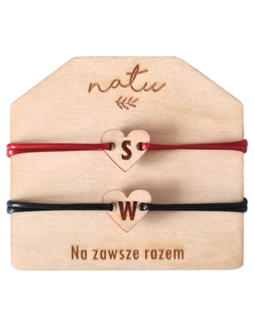 Sznurkowe Bransoletki dla Par Literka w sercu Walentynki Prezent na Dzień Kobiet