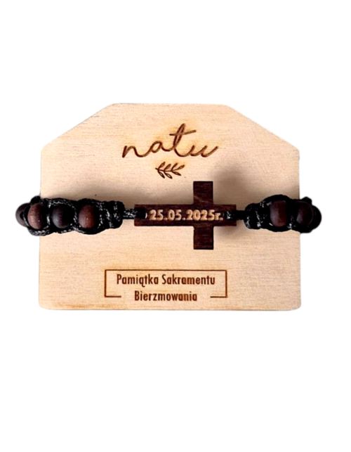 Bransoletka Różaniec Krzyż z grawerem, Pamiątka Sakramentu Bierzmowania