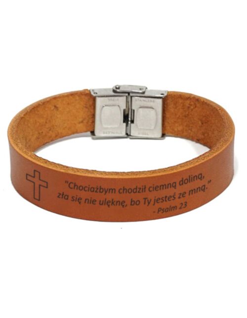Skórzana bransoletka z grawerem Pamiątka Bierzmowania