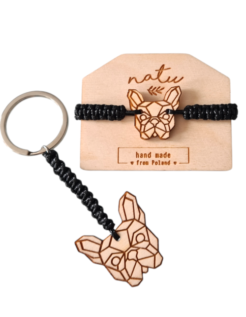 Zestaw bransoletka i brelok Buldog francuski RASY PSÓW do wyboru