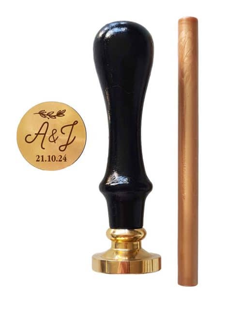 Ślubna Pieczęć do laku wosku referentka INICJAŁY 25 mm