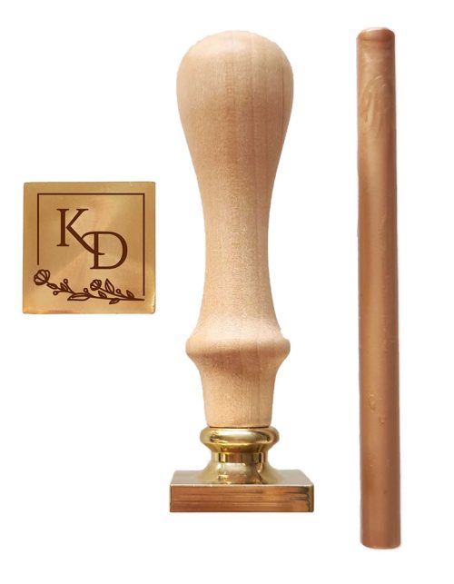 Kwadratowa Pieczęć lakowa ślubny stempel do laku INICJAŁY 25 mm