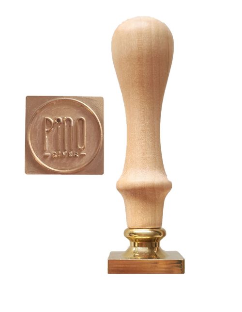 Kwadratowy WYPUKŁY stempel z logo do ceramiki, świec, mydła, lodu