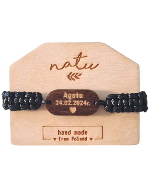 Męska sznurkowa bransoletka z grawerem Dzień Chłopaka