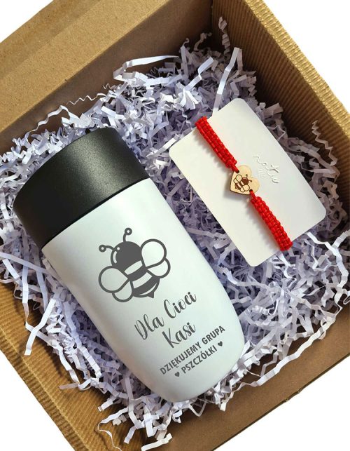 Prezent dla Przedszkolanki Cioci żłobkowej bransoletka i kubek termiczny
