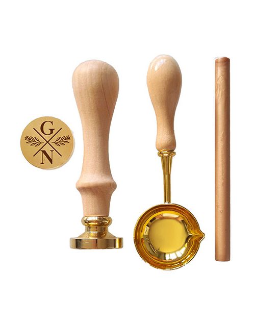 Zestaw Pieczęć ślubna z inicjałami do laku Łyżka i Lak z logo 25 mm